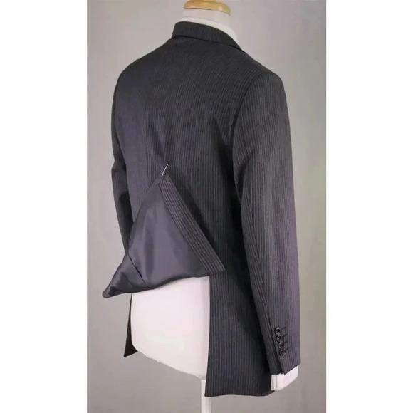 Richard James Savile Row Gray w/ Sky Blue Thin Stripes 3Btn Luxury Wool Suit 40S - Picture 7 of 11